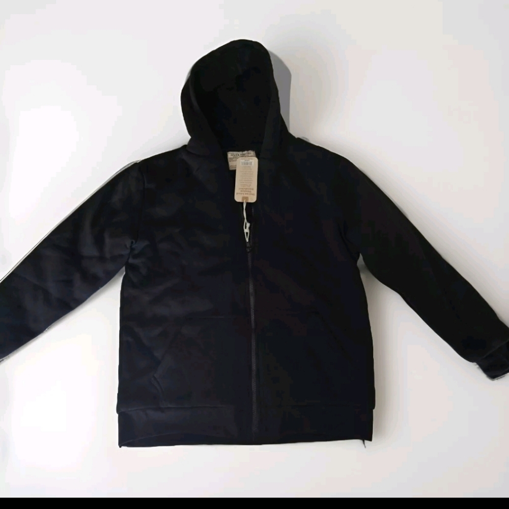 Black Hooded Sweatshirt with Zipper